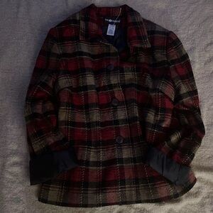 New Vtg 90s Sag Harbor Red Plaid Fleece Jacket Boxy Oversized Stylish Sz12
